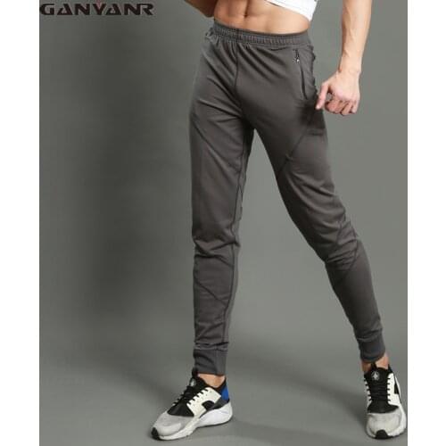 GANYANR Brand Running Pants Men Sportswear Fitness Legging Sports Gym Football Sweatpants Polyester Winter Solid Polyester Long