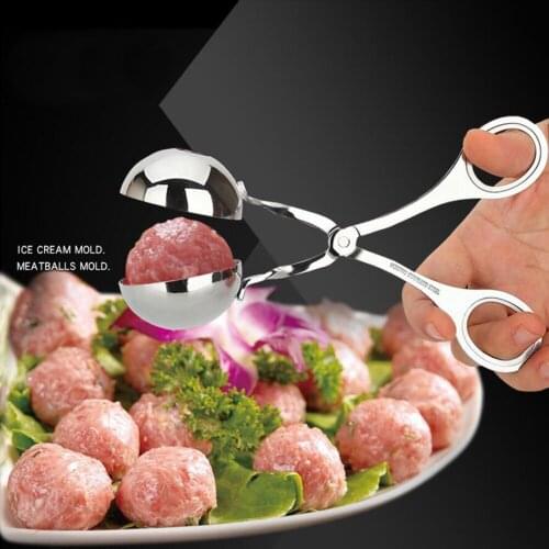 Hot 2 Sizes DIY Fish Meat Rice Ball Stainless Steel Maker Convenient Meatball Maker Stainless Steel Stuffed Meatball Clip 100gB