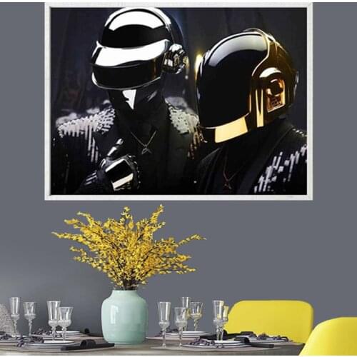 Daft punk mask pop music singer graceful poster wall painting living room abstract canvas art picture home decoration frame