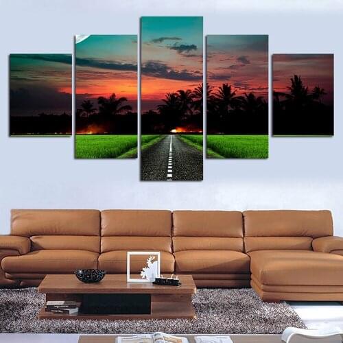 Paintings Sunset Landscape Pictures 5 Pcs Wall Art Abstract Oil Painting On Canvas Poster And Print Home Decoration Wedding Gift