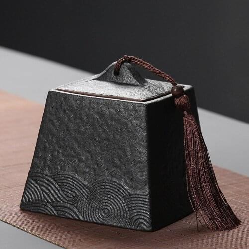 Ceramic Tea Caddy Creative Retro Sealed Cans Candy Storage Tank Sugar Jars with Lid Household Seasoning Boxes Food Container