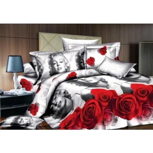 Marylin Marilyn Monroe Bedding set duvet cover red rose Cal King queen size double fitted bed sheet linen bedspread quilt 6pcs