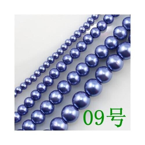 Wholesale 4.6.8.10.12.14mm Peacock Blue Faux Glass Pearl Imitation Round Beads for Necklace Making Jewelry Findigns GL-10