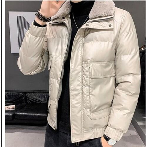 Cotton-Padded Jacket Men Winter NewThick Short Parkas Casual Streetwear Solid Coat Warm Fashion Turndown Outwear Male Jaquetas