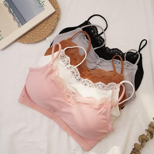 Summer Sexy Cotton Rimless Vest Cup Sports Bra Multifunctional Lingerie camisole lace tops Underwear