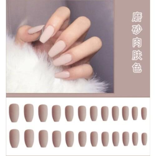 Frosted Ballet Nail Matte Coffin Nail Full Cover Fake Nail Clip Trapezoidal False Nails 24Pcs/Box