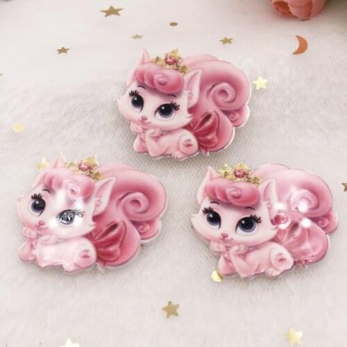 Kawaii Colorful cute Pink cat Flat back Acrylic sheet Miniature pattern applique DIY Decor home Craft christmas figurines OF688