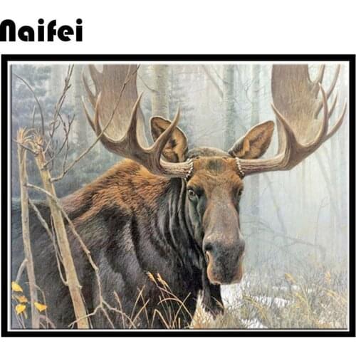 Mosaic diamond painting full square/round display 5d Diamond embroidery sale animal Bull Moose for Dining Room decor