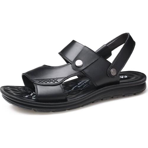 Men Sandals Genuine Split Leather Men Beach Shoes Brand Men Casual Shoes Men Slippers Sneakers Summer Shoes Flip Flops