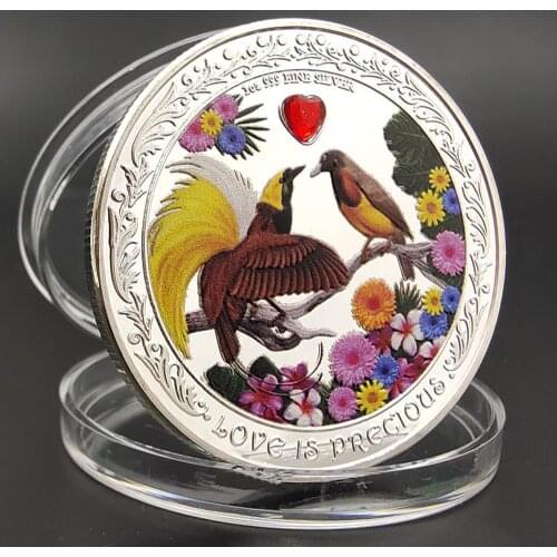 Lovebird Diamond Love Silver Commemorative Coins I Love You Romantic Lucky Wish Crafts Valentines Day Marriage Wedding Gifts