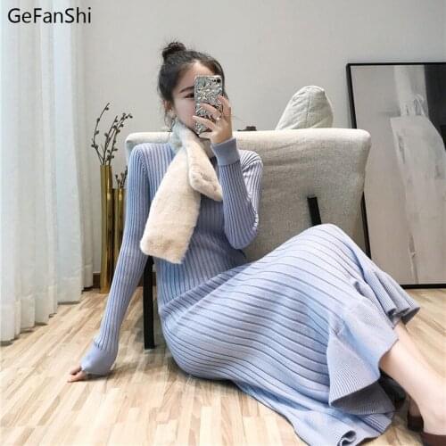 2012 New Fashion Autumn Winter Women Dresses Casual Long Sleeves Knitting Dress Elegant Loose Office Lady Mid-Calf Dress