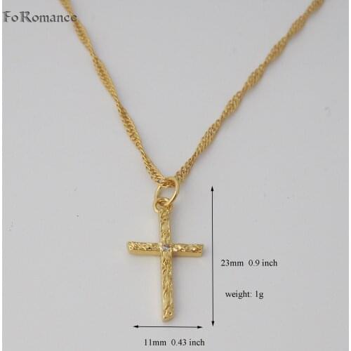 Foromance/ - YELLOW GOLD OVERLAY 18" TWIST NECKLACE & JESUS CROSS RELIGIOUS GOD ONE CZ STONE IN MIDDLE HANGS 0.9" 23MM PENDANT