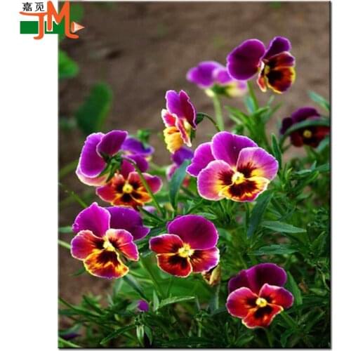 Full Square Diamond Painting Pansies Flower 5D DIY Diamond Embroidery Sale Diamond Mosaic Picture Of Rhinestones Needlework Arts