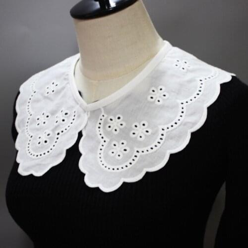 Hollow Embroidered Polyester Women Detachable Fake Collar False Shirt Blouse for Womens Girls Clothing Accessories