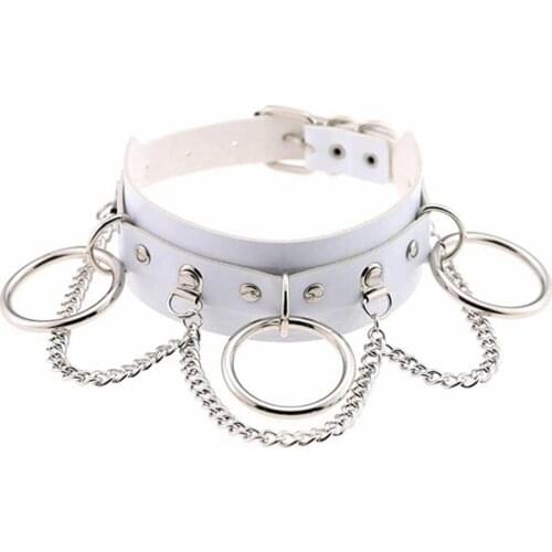 Punk7 Joker Adjustable Necklace Choker Multilayer Chain Pendant PU Leather Choker Girl Club Party Festival Jewelry