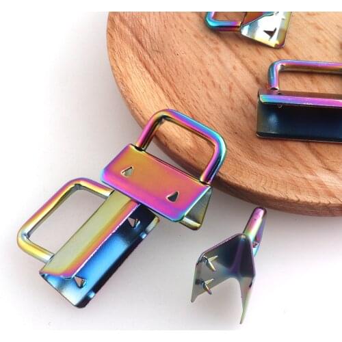 Rainbow color Key Fob Hardware 20/25/32mm Split Ring Key Ring Key Fob Hardware For lanyard Ribbon Webbing