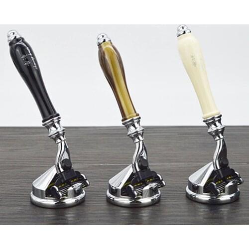 DSCOSMETIC resin handle manual profession face care beard 3-layers blade safety raze and shaving razor stand shaver base for man