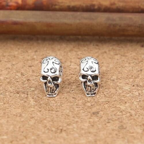 Handcrafted Thai Silver Skull Earrings Vintage 925 Silver Skull Earrings Sterling Silver Man Earrings Punk Jewelry
