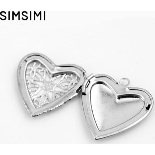 Simsimi Heart Shape Love Locket Openable Box Picture/Photo Frame sachet perfume box Stainless Steel blank Pendant 10pcs