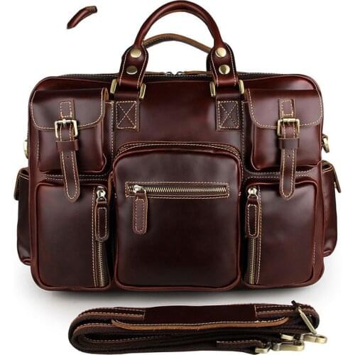 Leather Male Package Crazy Horsehide Handbag Mens Handbag Zipper Briefcase Men Messenger Vintage Office Bags Genuine