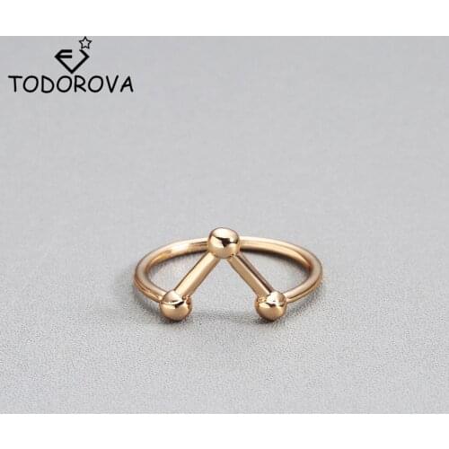 Todorova Midi Chevron V Shape Ring Gold Color Rings Adjustable Simple Wedding Rings for Women Triangle Knuckle Rings