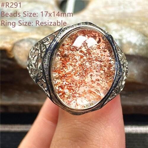 Top Natural Phantom Quartz Crystal Ring Jewelry For Man Love Luck Beauty Gift 17X14mm Beads Stone Gemstone Adjustable Ring AAAAA