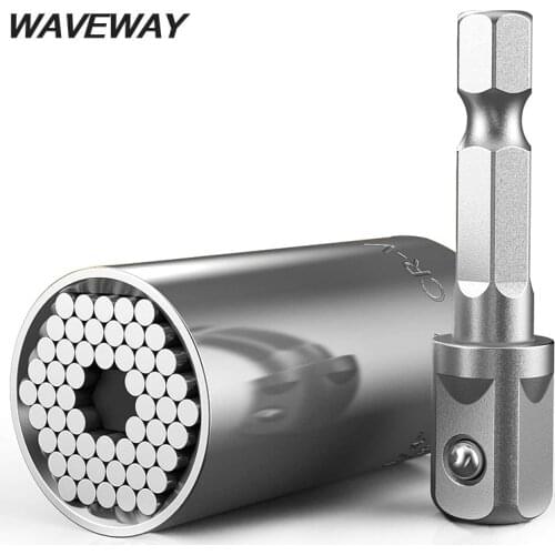 Universal Torque Wrench Head Set Socket Sleeve 7-19mm Power Drill Ratchet Bushing Spanner Key Magic Grip Multi Hand Tools