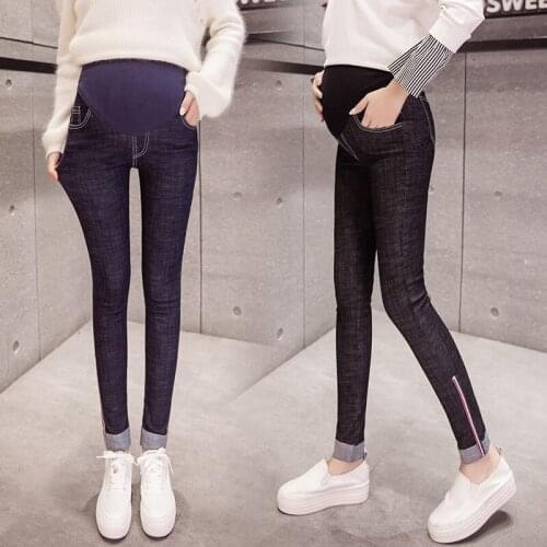 Spring Autumn Belly Skinny Maternity Jeans Cotton Adjustable Waist Pencil Pregnancy Pants Clothes for Pregnant Women