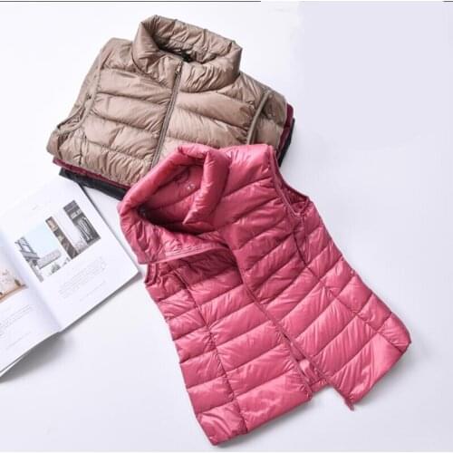 Ultra Light Down Vest Woman Autumn Winter Short Plus Size 90% White duck down Vest Jacket Windproof warm Female Sleeveless Coat