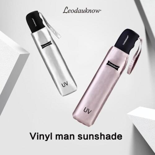 Flat Titanium Silver Triple Folding Sunny And Rainy Umbrella Ultra Light Automatic Sun Protection Umbrella