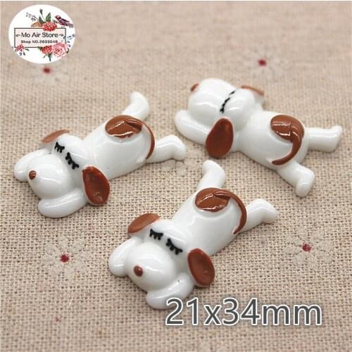 10pcs Resin cute kawaii dog flat back Cabochon Art Supply Decoration Charm Craft DIY 21x34mm