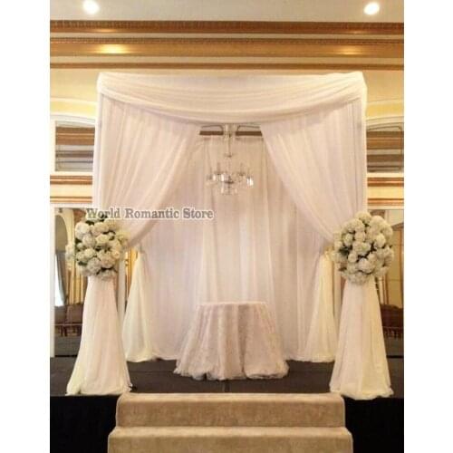 10'x10'x10' Wedding Decoration Reception Hall With Matched Stainless Steel Stand Banquet Favors Canopy Drapes White Color