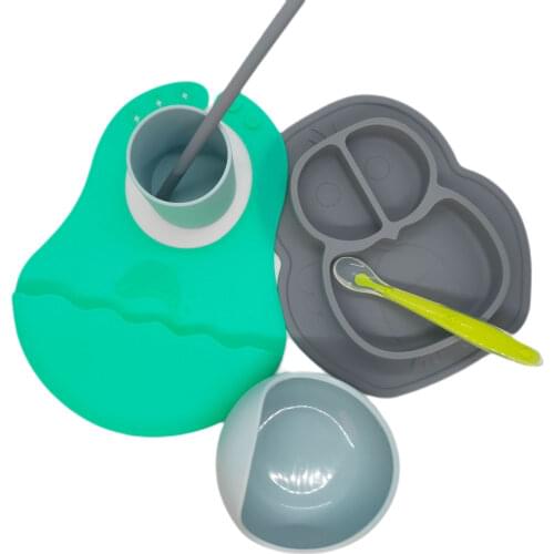 100 food Silicone Feeding Plate, Bowl, Apron, Spoon, Cup, Pipette-Set