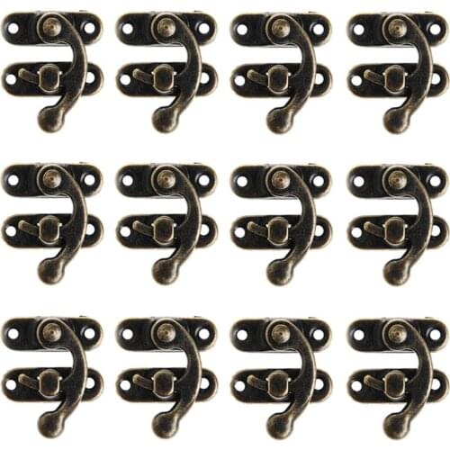 12X Antique Decorative Jewelry Gift Wooden Box Wine Latch Hasp Hook With Screws