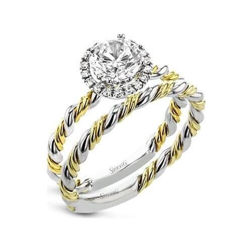 2 pcs/set Fashion Two-Tone Twisted White Zircon Rings Set For Women Engagement Jewelry Party Wedding Metal Wind Accessories
