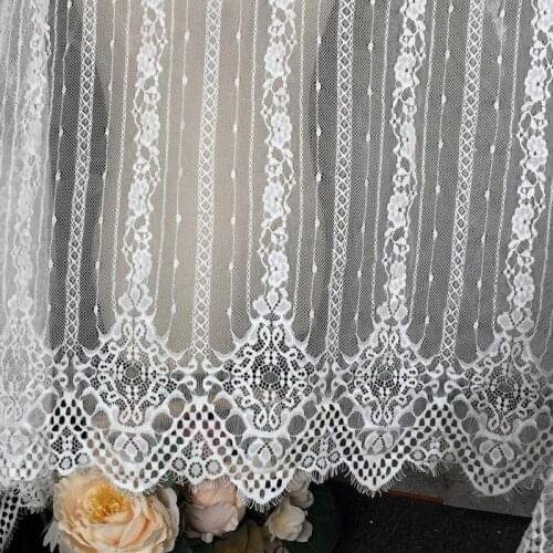 300cm wide 150cm Black/White Eyelash FabLaceric Embroidered DIY Gift material Clothing wedding dress Accessories