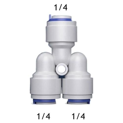 1/4" OD Tube Y Type PE Pipe Fitting Hose Plastic Quick Connector Aquarium RO Water Filter Reverse Osmosis System