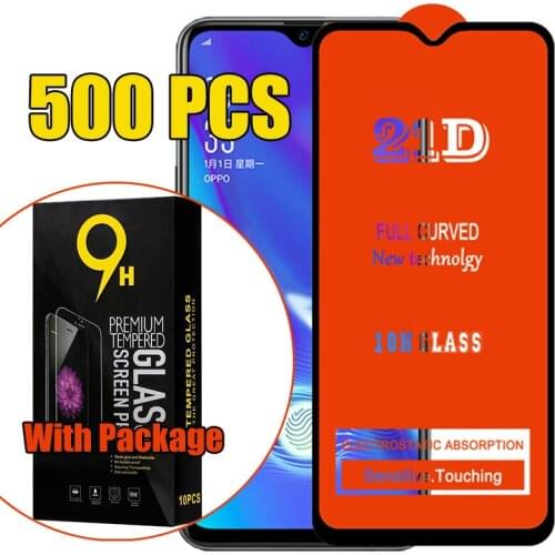500pcs 21D Tempered Glass Full Glue 9H Screen Protector For Samsung Galaxy S21 Plus S20 FE Note 20 A02S A12 A32 A42 A52 A72 Box