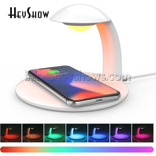 Wireless Desktop USB Fast Charging For iPhone Samsung Phone With Intelligent Touch Sensing LED Adjustable Multicolor Night Light