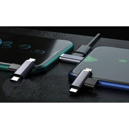 Fast Charging Quick USB3.1 Data Transmission 2 In 1 T Shape Mobile Phone Adapter for 8 Pin Type C Micro USB Male To USB-C Female