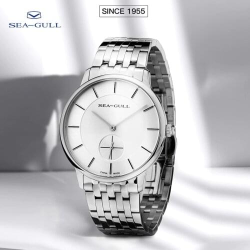 Seagull Mens Watch Mechanical Watch Ultra-thin Manual Mechanical Watch Waterproof Steel Band Watch Youth Business Watch 388