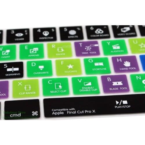 Final Cut Pro X Hot key Shortcut Silicone Keyboard Cover Keypad SKin for Macbook Pro 13" 15" Newest 2017/2016 with Touch Bar