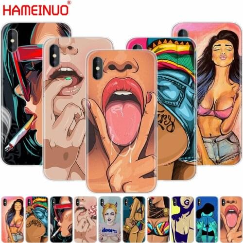 HAMEINUO hot flirt sexy girl cell phone Cover case for iphone X 8 7 6 4 4s 5 5s SE 5c 6s plus