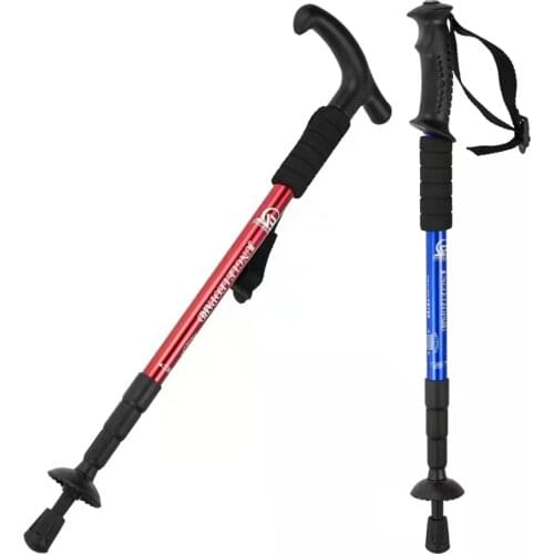 Four-section outdoor aluminum alloy folding trekking pole camping portable trekking telescopic pole easy to put in the bag
