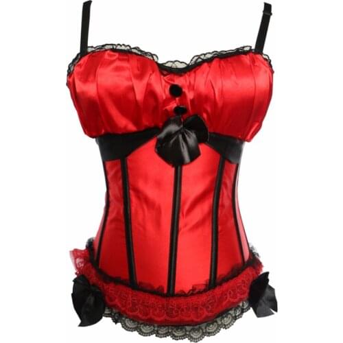 Coldker Sexy Ladies satin burlesque costume Lace hem Corset Push up Bustier Top shaper 8899 S-2XL