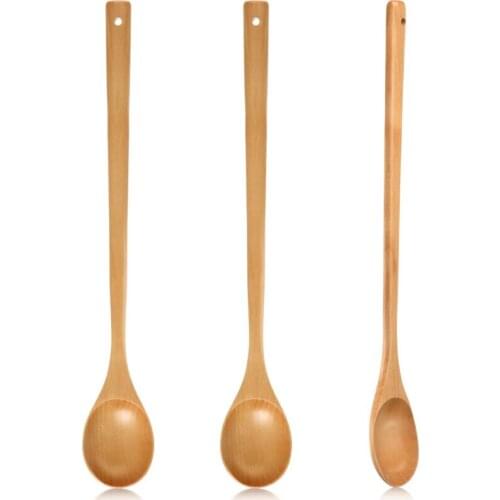 Wood Mixing Spoon,Long Handle Wooden Spoons Wood Soup Spoons Cooking Spoon for Kitchen Stirring and Cooking 3Pcs