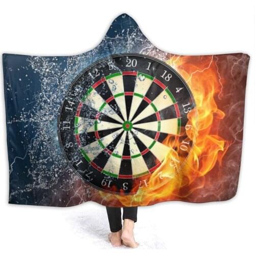 Dart Board Target Ice Water Fire Throw Wrap for Bed Couch Chair Living Room Soft Cozy Sherpa Flannel Fleece Hooded Blanket