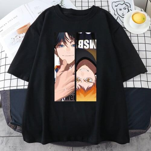 Haikyuu Japan Anime Street Style Print Men T Shirt Fashion Casual Tshirts Loose Crewneck Tee Clothing Harajuku Oversize Tshirt