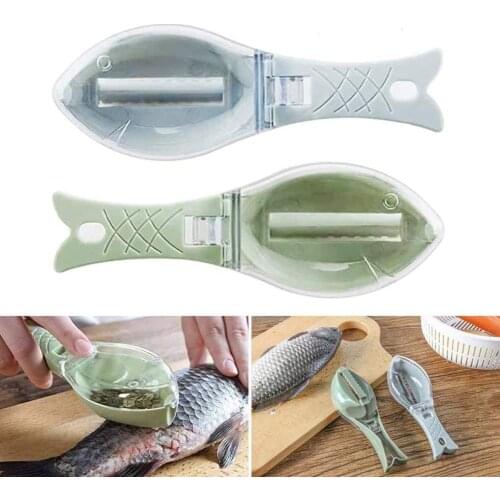 1pcs Fish Cleaning Scraping Scales Device with Cover Graters Remove Fish Cleaning Tool Kitchen Cooking accessorie tool gadge