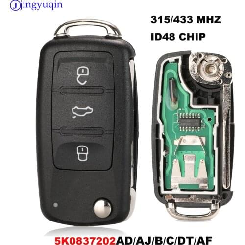 Jingyuqin 10p 434MHZ With ID48 Chip 3B Remote Key For VW Volkswagen GOLF PASSAT Tiguan Polo Jetta Beetle Hella 5K0837202AD